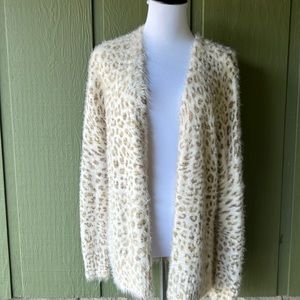 Cynthia Rowley leopard angora-like cardigan